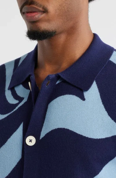 Mavrans Wave Knit Short Sleeve Button-up Shirt