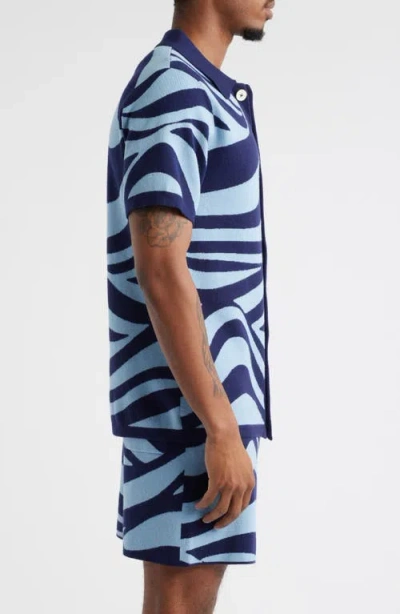 Mavrans Wave Knit Short Sleeve Button-up Shirt