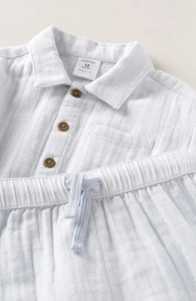 Nordstrom Stripe Short Sleeve Cotton Button-up Shirt & Shorts Set