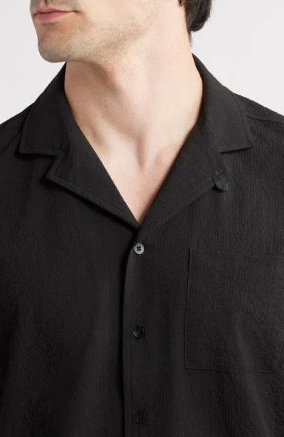 Wrk W.r.k Crinkle Camp Shirt In Black
