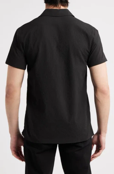 Wrk W.r.k Crinkle Camp Shirt In Black