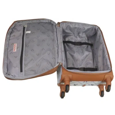 True Religion Soft Sided 31" Expandable, Spinner Luggage Wiith Ionic Logo Monogram And Buddha Patch