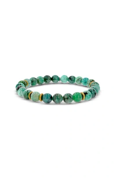 Mr Lowe By Sheryl Lowe Mr Lowe Emerald Bead Bracelet With Brass Spacers