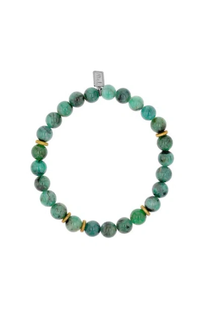 Mr Lowe By Sheryl Lowe Mr Lowe Emerald Bead Bracelet With Brass Spacers