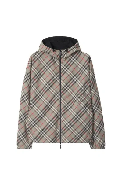 Burberry Trafford Reversible Windbreaker Jacket In Gray