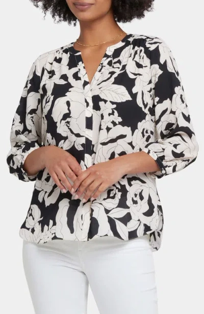 Nydj Women's Pintuck Split Round Neck Top In Multi