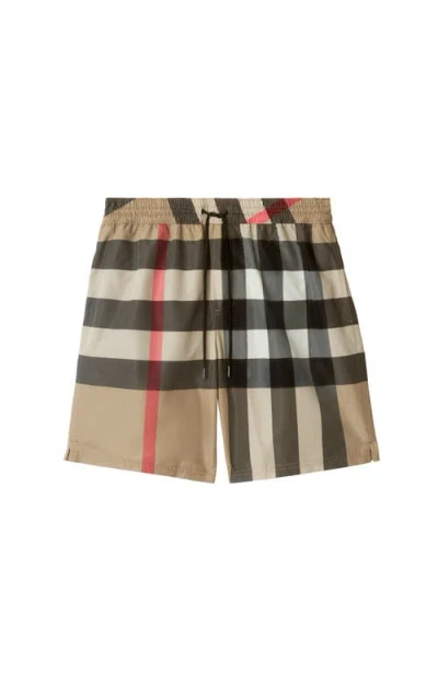 Burberry Check Swim Shorts In Beige