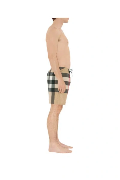 Burberry Check Swim Shorts In Beige
