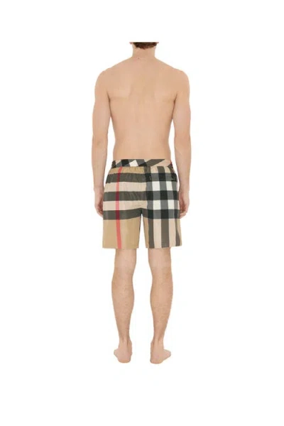 Burberry Check Swim Shorts In Beige