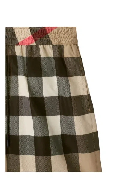 Burberry Check Swim Shorts In Beige