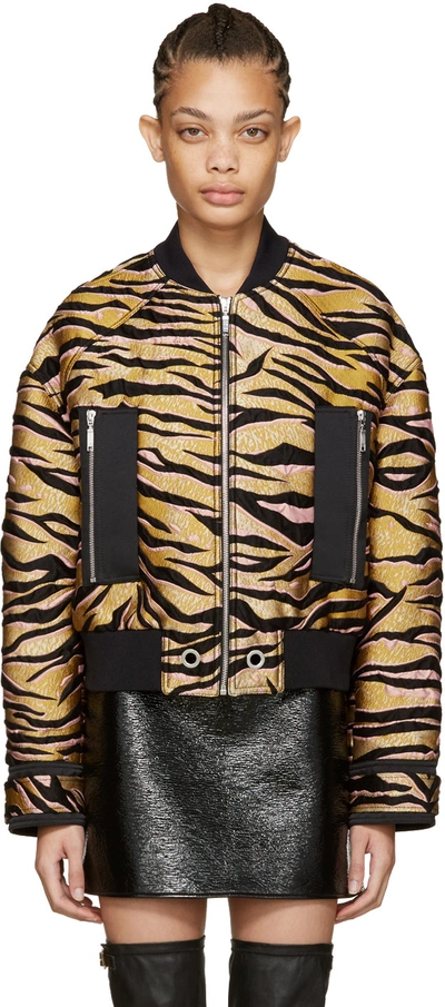 Shop Kenzo Beige Tiger Stripes Bomber Jacket