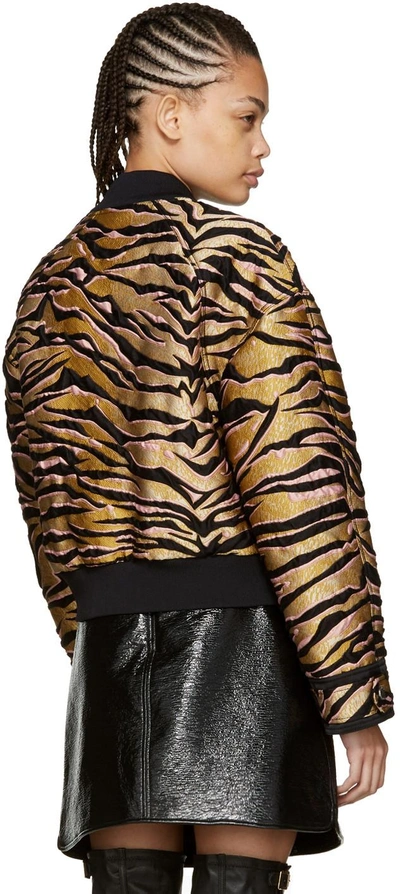 Shop Kenzo Beige Tiger Stripes Bomber Jacket
