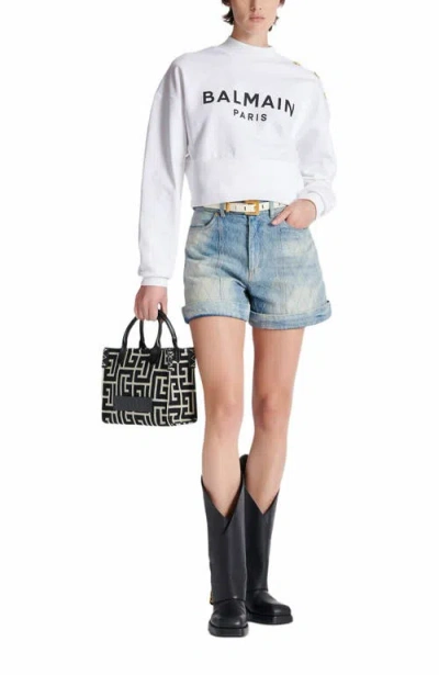 Balmain Women's B-army 42 Monogram Jacquard And Leather Tote Bag