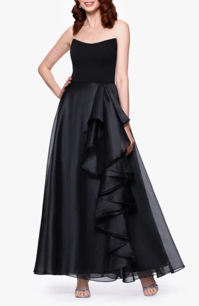 Betsy & Adam Women's Ruffled Strapless Ball Gown In Black