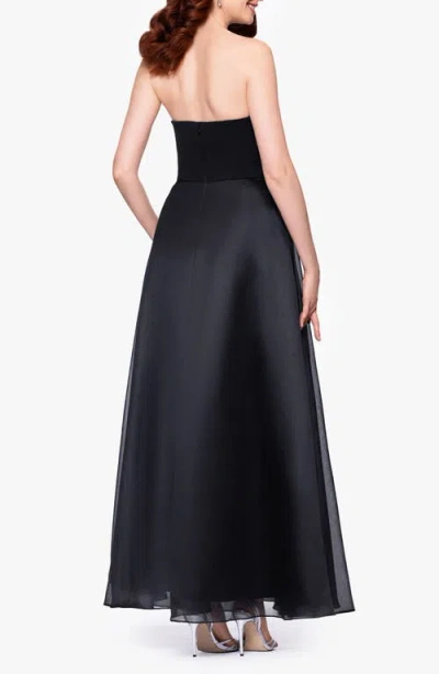 Betsy & Adam Women's Ruffled Strapless Ball Gown In Black