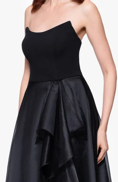 Betsy & Adam Women's Ruffled Strapless Ball Gown In Black