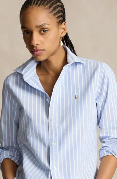 Polo Ralph Lauren Heidi Striped Cotton Poplin Shirt In Blue
