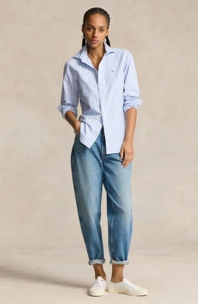 Polo Ralph Lauren Heidi Striped Cotton Poplin Shirt In Blue