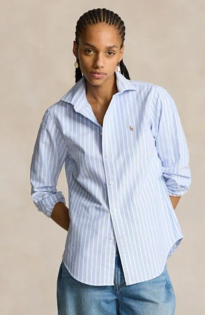 Polo Ralph Lauren Heidi Striped Cotton Poplin Shirt In Blue