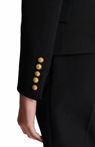 Balmain Wool Blazer With Flap Pockets And Gold-tone Buttons In Black