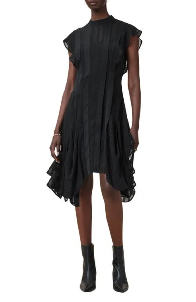 Allsaints Womens Fleur Asymmetric Woven Mini Dress Black