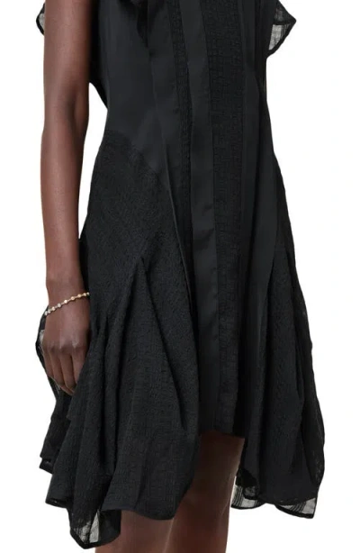 Allsaints Womens Fleur Asymmetric Woven Mini Dress Black
