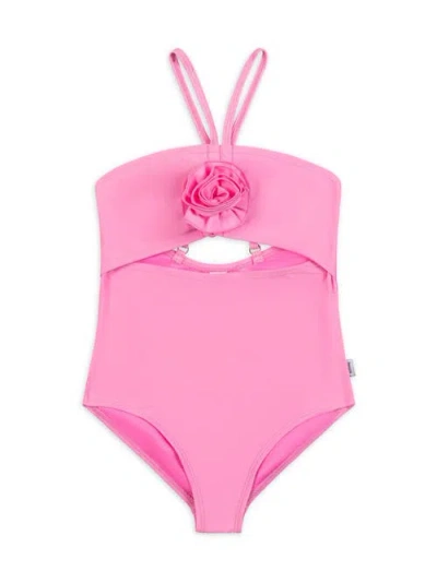 Limeapple Rosette Halter One Piece Swimsuit