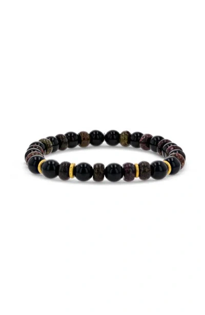 Mr Lowe By Sheryl Lowe Mr Lowe Onyx & Ruby Zoisite Mix Bracelet With Brass Spacers
