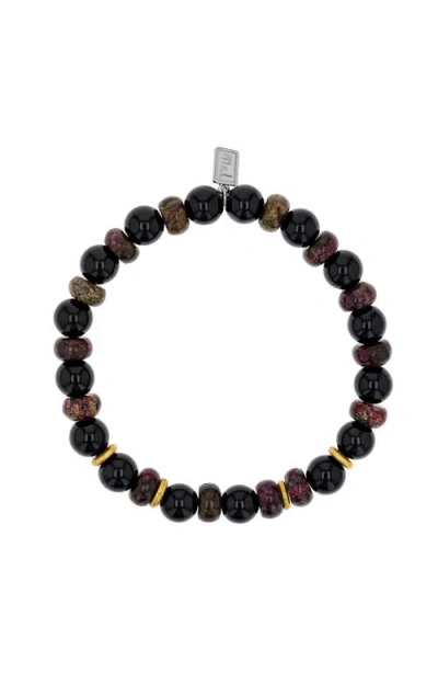 Mr Lowe By Sheryl Lowe Mr Lowe Onyx & Ruby Zoisite Mix Bracelet With Brass Spacers