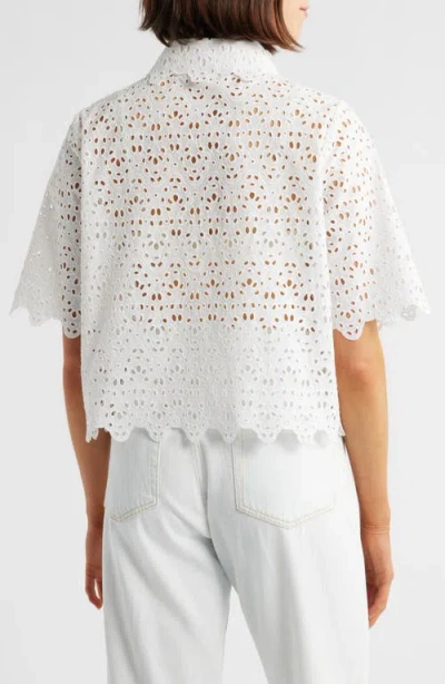 Frame The Deco Scalloped Broderie Anglaise Cotton Blouse In Animal Print