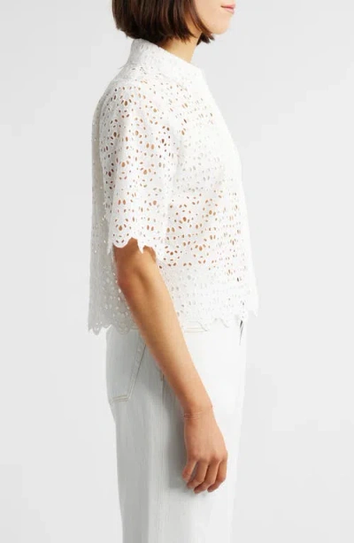 Frame The Deco Scalloped Broderie Anglaise Cotton Blouse In Animal Print