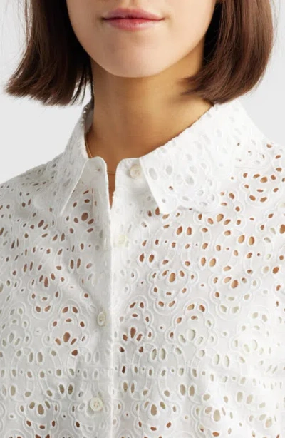 Frame The Deco Scalloped Broderie Anglaise Cotton Blouse In Animal Print