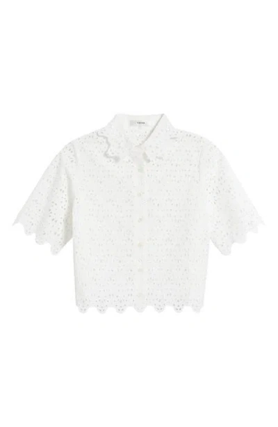 Frame The Deco Scalloped Broderie Anglaise Cotton Blouse In Animal Print