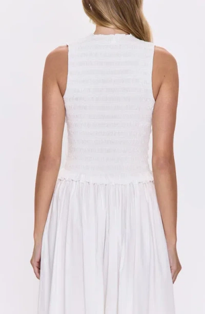 Pistola Phoebe Sleeveless Smocked Stretch Cotton Tank In White