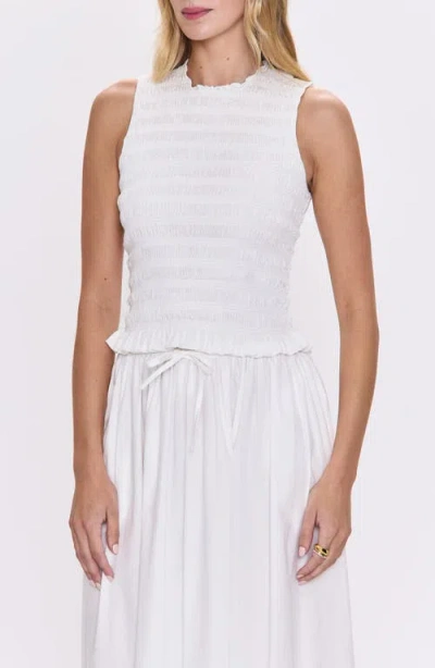 Pistola Phoebe Sleeveless Smocked Stretch Cotton Tank In White
