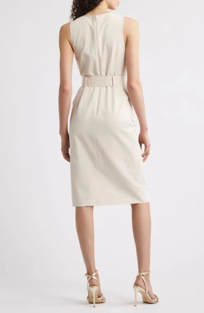Tahari Asl Belted Sleeveless Faux Wrap Dress