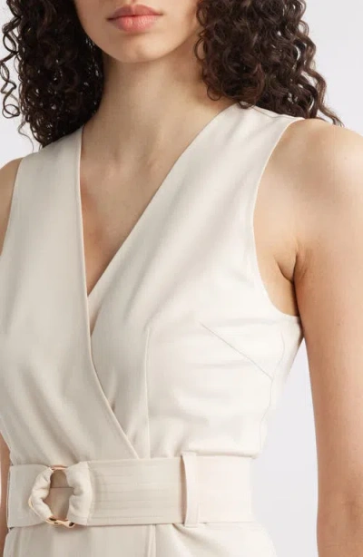 Tahari Asl Belted Sleeveless Faux Wrap Dress