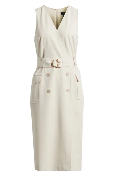 Tahari Asl Belted Sleeveless Faux Wrap Dress