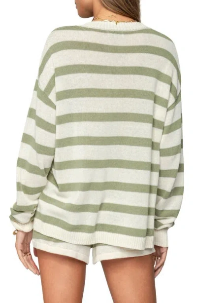 Edikted Amaris Stripe Oversize Sweater In Green