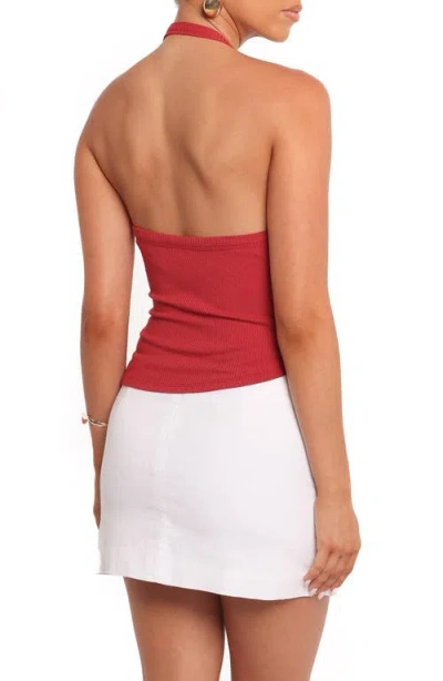 Petal And Pup Petal & Pup Yulissa Asymmetric Rib Halter Top In Red