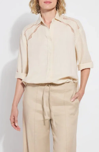 Lyssé Roxanna Embroidered Linen Button-up Shirt In Neutral