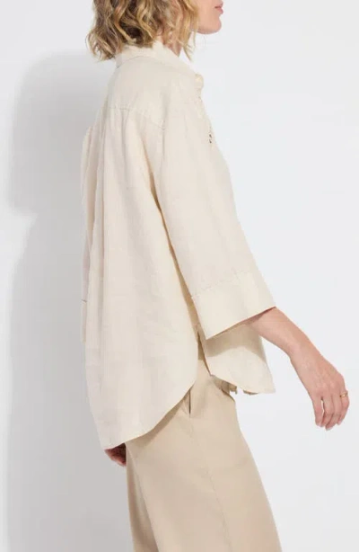 Lyssé Roxanna Embroidered Linen Button-up Shirt In Neutral