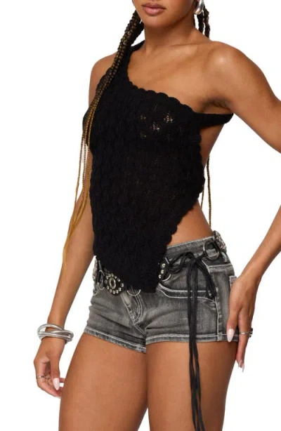 Edikted Codi Asymmetric One-shoulder Open Back Knit Top