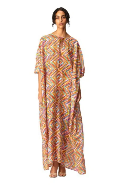 Missoni Long Kaftan In Printed Cotton And Silk Blend