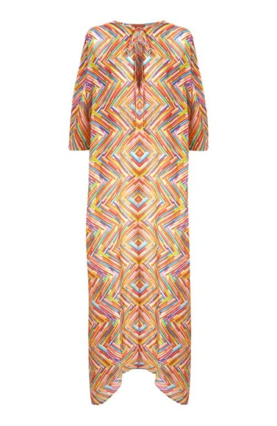 Missoni Long Kaftan In Printed Cotton And Silk Blend