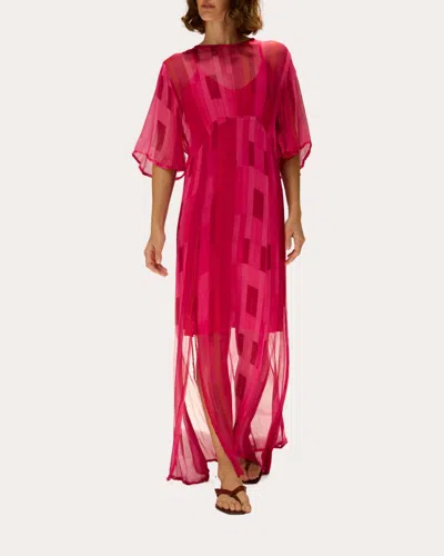 Natalie Martin Women's Lily Sheer Chiffon Flutter-sleeve Maxi Dress