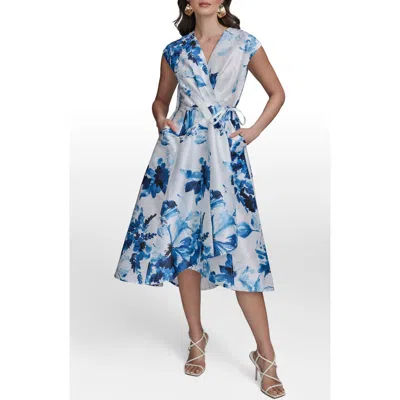 Donna Karan New York Floral Wrap Cocktail Dress In White