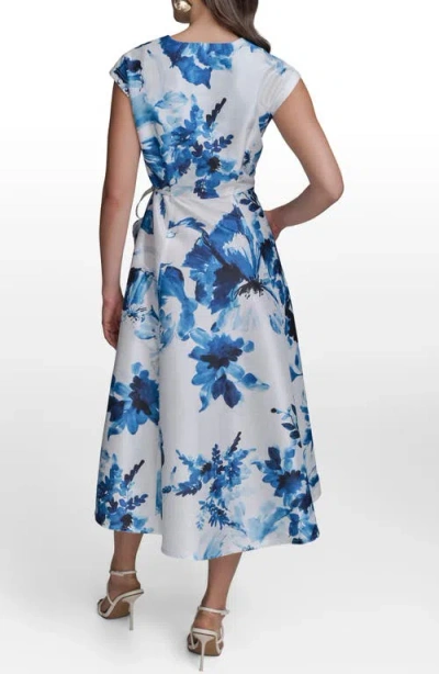 Donna Karan New York Floral Wrap Cocktail Dress In White