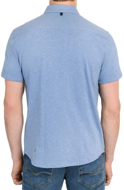 Wrk W.r.k Solid Reworked Slim Fit Short Sleeve Button-down Shirt In Blue