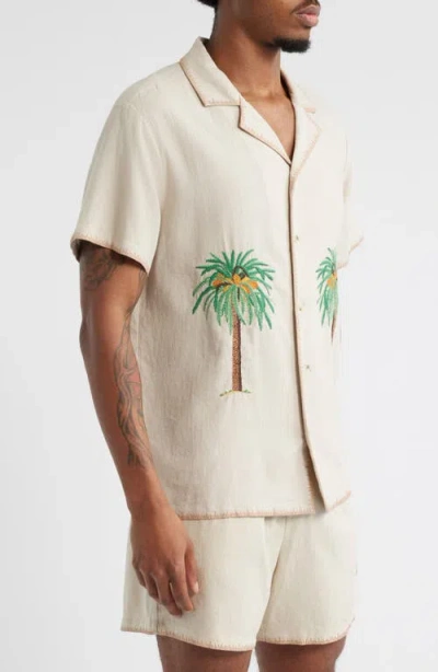 Mavrans Palm Tree Linen Blend Button-up Shirt